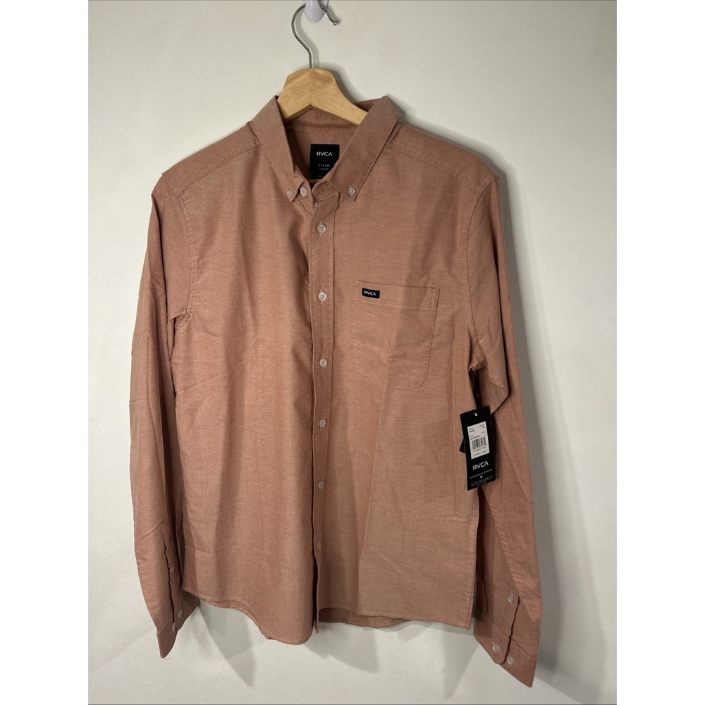 NEW Men's RVCA SLIM FIT That'll Do Button-Front Long Sleeve Shirt Size Small
